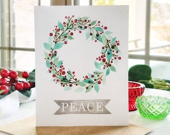 Peace Wreath Cards, Holiday Wreath Card Sets