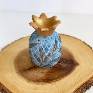 Black Leaves with Gold Ceramic Pineapple