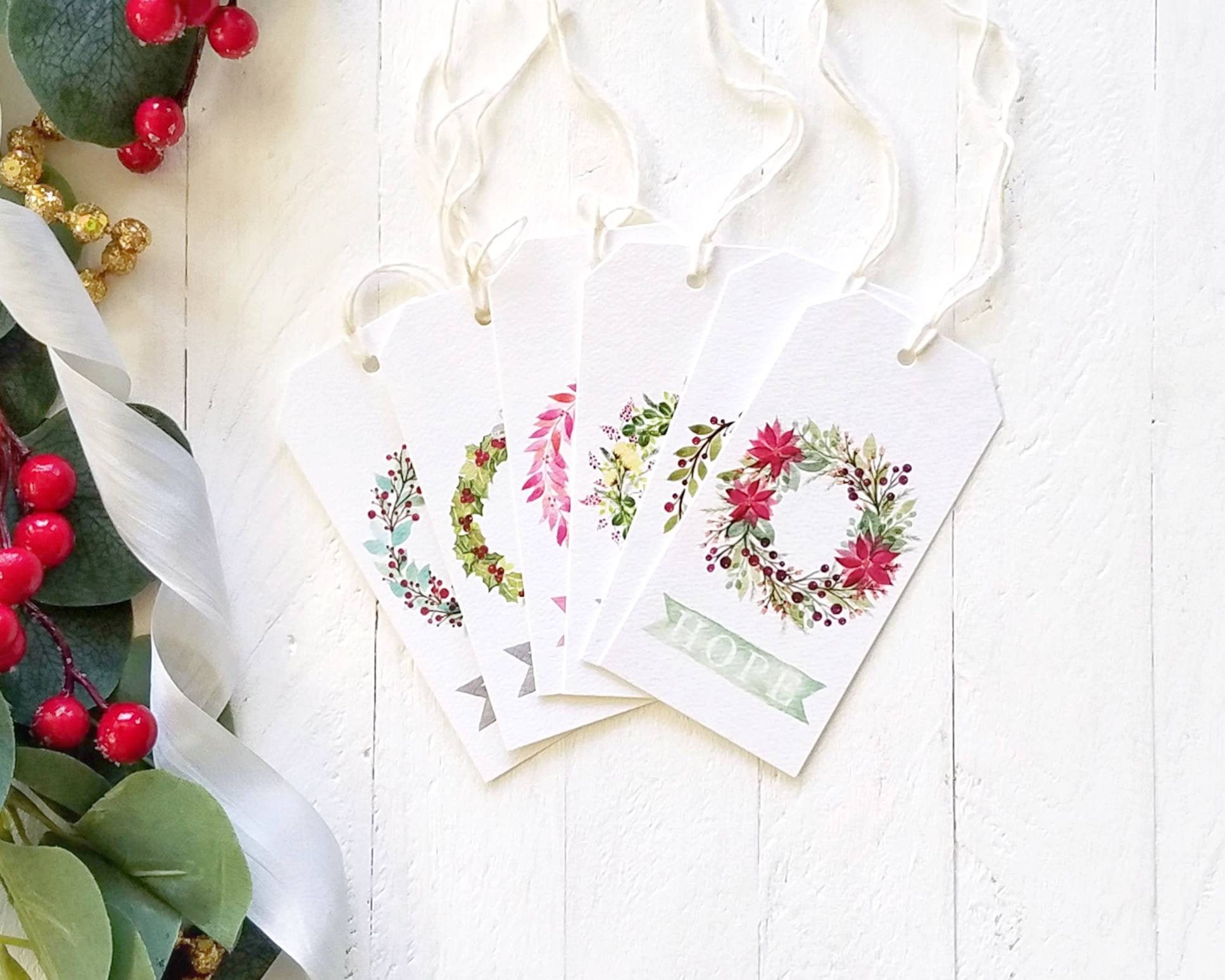 Gift Tags Assorted Set of 6 Holiday Wreaths Etsy