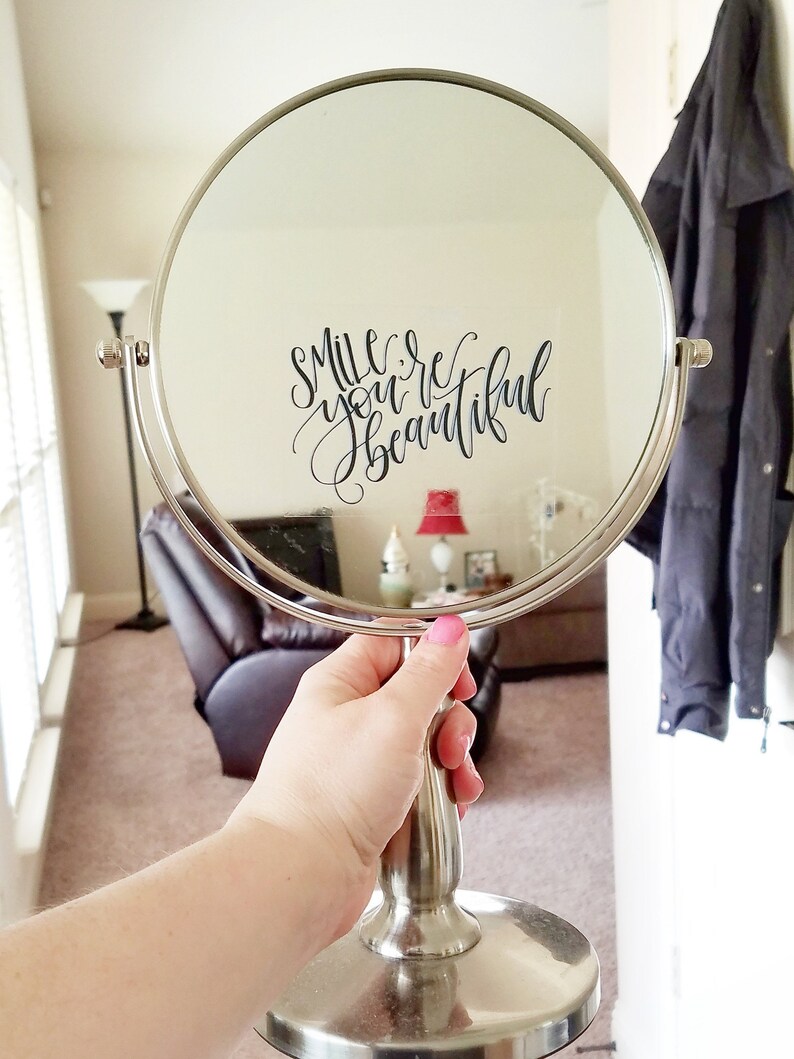 Smile You're Beautiful Mirror Cling Clear Mirror Sticker Etsy
