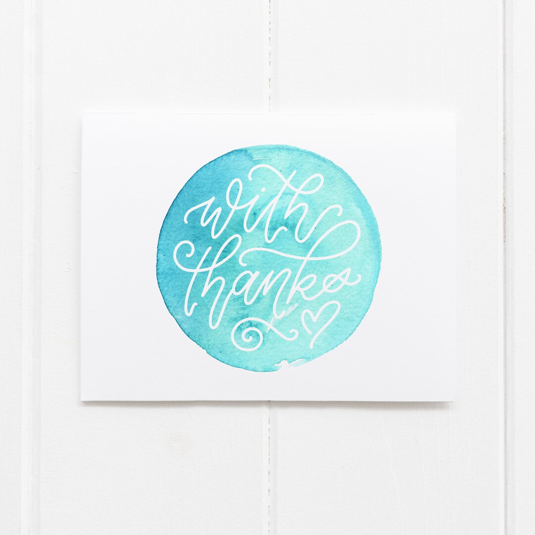 Watercolor With Thanks Note Card, Blank Greeting Cards, Thank You Cards ...