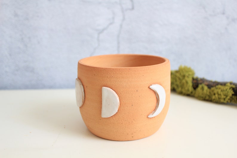 Terracotta Moon Circle Planter Moon Planter Succulent Planter Planter fait à la main Pot fait à la main Cadeau succulent image 4