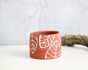 Terracotta Leaf Planter - Painted Planter - Planter - Terracotta Pot - Succulent Planter - Handmade Planter - Handmade Pot - Succulent Gift