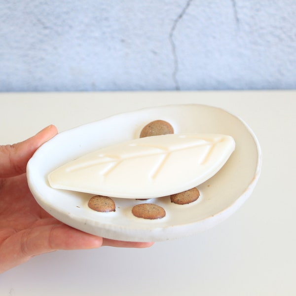 Soap dish, handmade soap dish,pottery soap dish, white soap dish, stoneware, handmade gift,gift for her