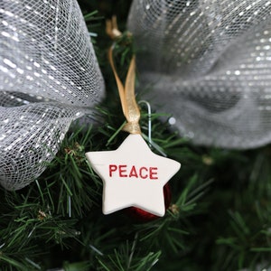 Peace Christmas Ornament Star ornament Ceramic ornament Handmade ornament image 1