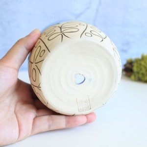 Dream blue monstera planter Succulent planter Carved pot Monstera planter Handmade planter Flower pot Succulent lover gift image 5