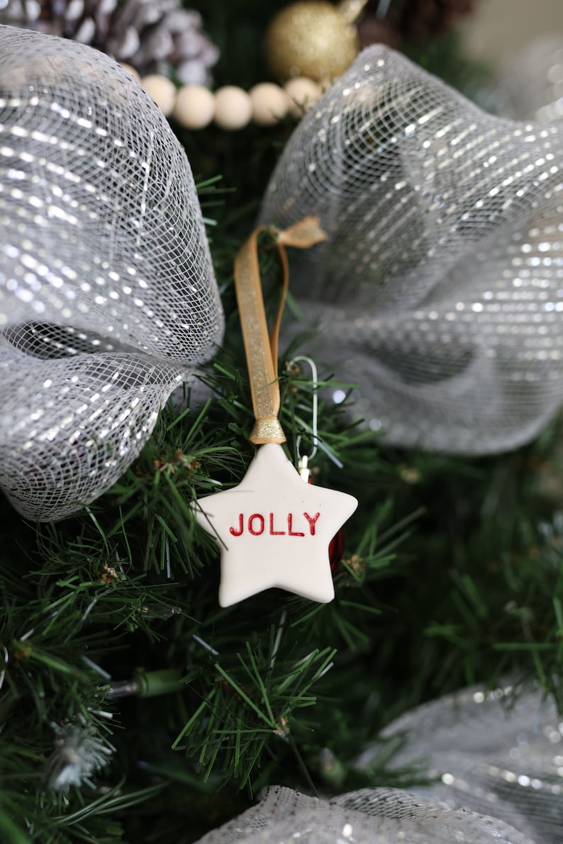 Jolly Christmas Ornament Star ornament Ceramic ornament Handmade ornament image 1