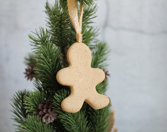 Ginger Bread man Ornament - Chrismas Ornament - Pottery ornament - Ceramic ornament - Handmade ornament