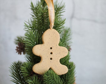 Ginger Bread man Ornament - Chrismas Ornament - Pottery ornament - Ceramic ornament - Handmade ornament