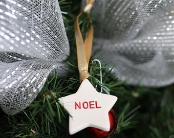 Noel Christmas Ornament - Star ornament - Ceramic ornament - Handmade ornament