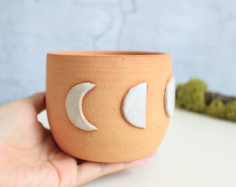 Terracotta Moon Circle Planter - Moon Planter - Succulent Planter - Handmade Planter - Handmade Pot - Succulent Gift
