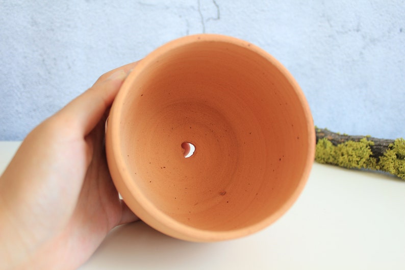 Terracotta Moon Circle Planter Moon Planter Succulent Planter Planter fait à la main Pot fait à la main Cadeau succulent image 6