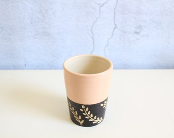 Pink tumbler,vine tumbler,handmade tumbler, handmade mug, Coffee mug,carved mug,minimalist,tea cup,pottery mug,ceramic mug,simple life style