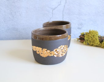 22k Gold beach rock cup - Gold rock cup - Handmade Mug - Pottery Mug - Handmade Mug - black mug