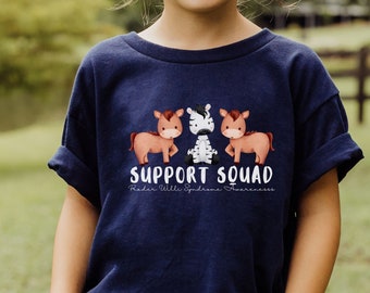 Zebra and Horse Support Squad Kids Shirt, Rare Disease, Rare Awareness, Prader Willi Syndrome, PWS, Zebra Gang, Family Support