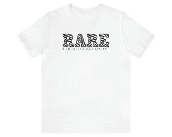 Rare Looks Good Adult T-Shirt, Prader Willi Syndrome, PWS, Rare Disease, Awareness, Advocacy, Zebra Gang