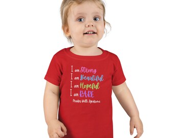 I am strong, beautiful, hopeful, rare Toddler Shirt, Rare Disease, Rare Awareness, Prader Willi Syndrome, PWS, Zebra Gang, Family Support