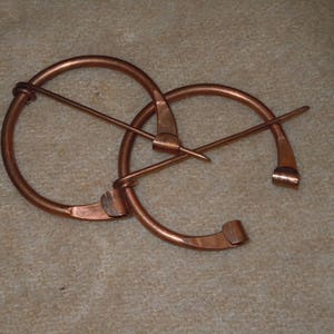 Large Copper Penannular brooch scrolled ends kilt pins Irish Scottish Viking Celtic