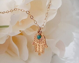 Gold hamsa necklace, Hamsa necklace, Hamsa nacklace with Amazonite, Charm necklace, Lace hand necklace, Gold hamsa necklace, Gift for her