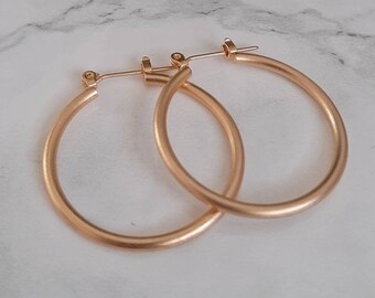 Hoops, Gold hoops, Hoop earrings, Gold hoop earrings, Gypsy hoops, Gypsy gold hoops, Gold gypsy hoops, Matte gold hoops, Women hoops, Sale