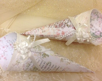 Shabby Chic French Floral Favour/Confetti Cones (4)