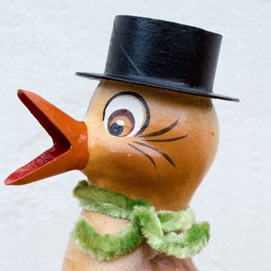 Contenitore per caramelle antico, cappello da anatra, cartapesta, pezzo unico da collezione, vecchio negozio, scorta morta, speciale, accattivante, regalo per interni.