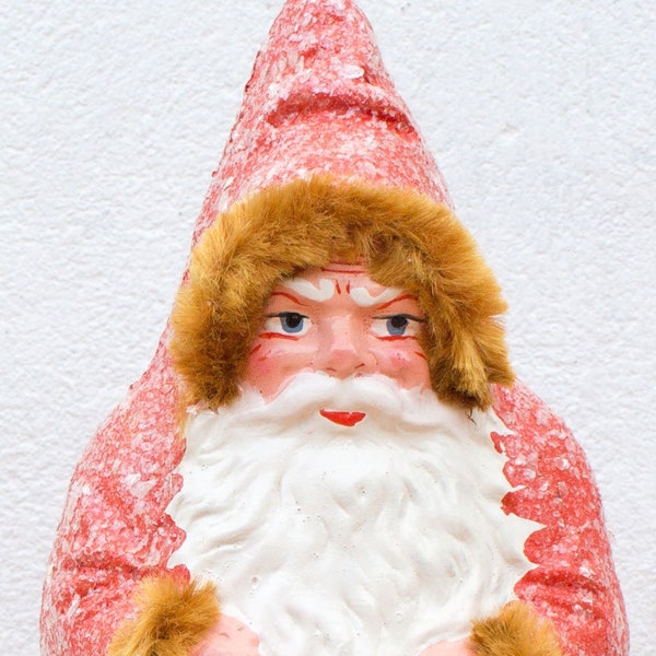 Antique German paper mache Xmas Santa candy container deadstock old store collectible Germany authentic decorative eyecatcher unique present