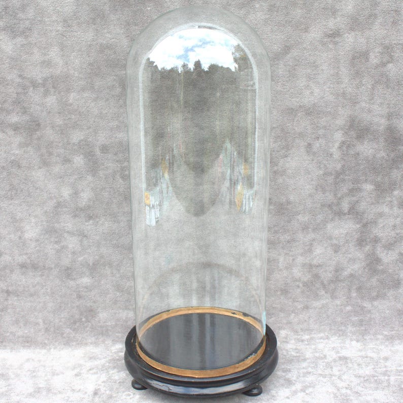 Antique Round Glass Dome Bell Jar Cloche Globe 46 X 18cm Hand Blown ...