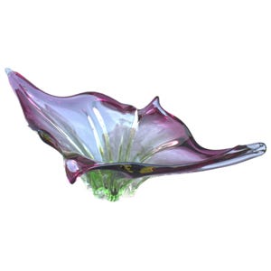 Vintage Murano Glass Fruit Bowl: Italian Centerpiece, Pink & Green