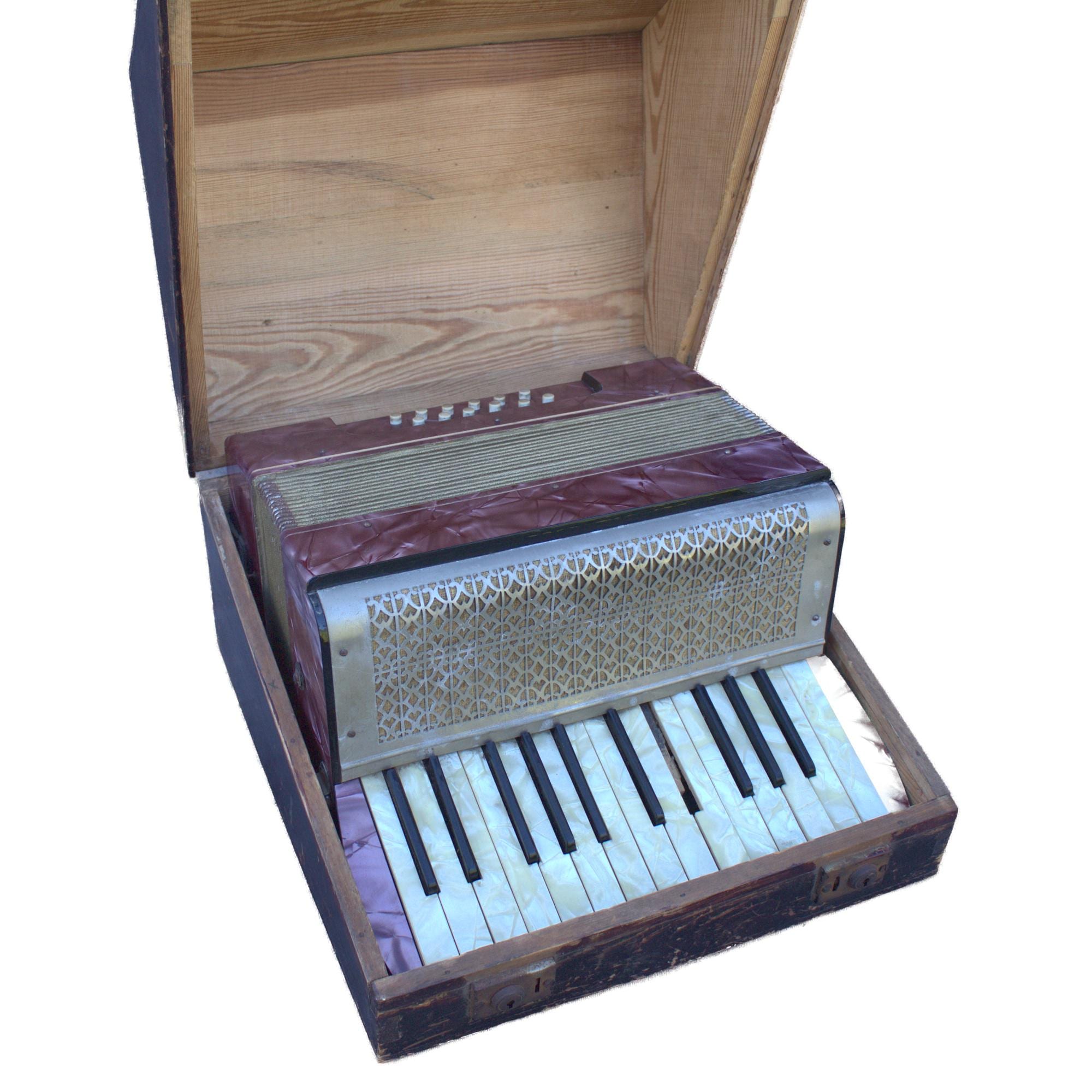 ヴィンテージアコーディオン：シャビーシックな室内装飾、民族楽器