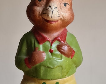 Antique German paper mache Easter bunny candy container collectible Easter Germany authentic handmade decorative heirloom interior decor WOW
