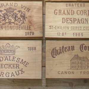 Vintage french front wine chest Chateau wines vineyard Canon Fronsac St Emilion authentic interior decor birth year gift wall art heirloom