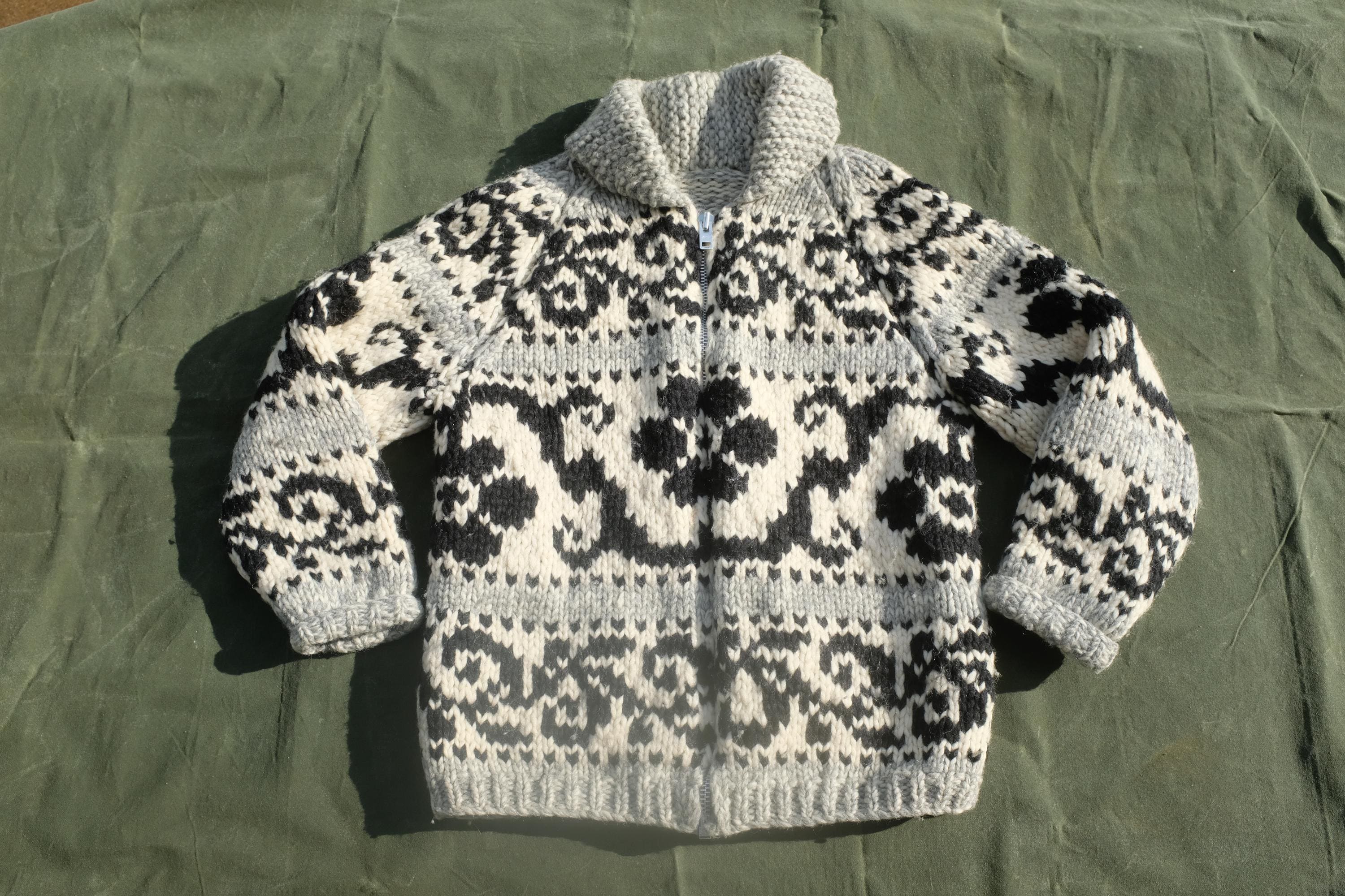 ★24-25FW新作★KIRSH★WOOL COWICHAN KNIT ZIP UP 1950's Cowichan Racecar Handmade Wool Zip up Sweater