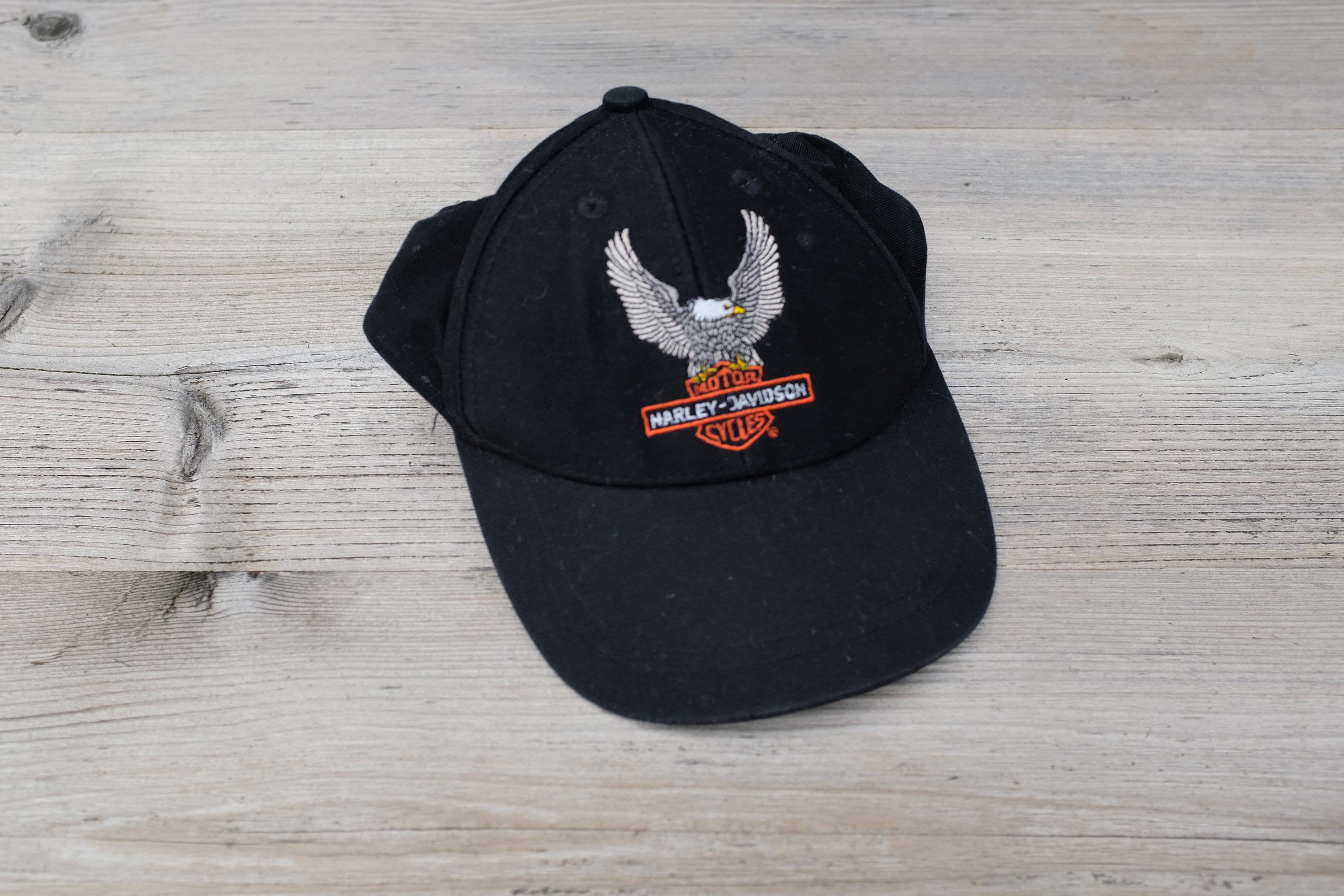 Harley-Davidson® Little Boys' Up-Wing Eagle Patch Denim Baseball Cap - Black