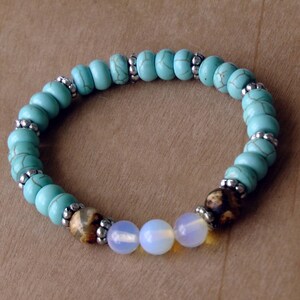 Turquoise Bracelet, Opal Bracelet, Tiger Eye Bracelet, Turquoise Stretchy Bracelet