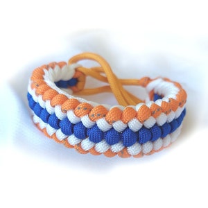 Sanctified Covenant Paracord Bracelet, Tricolor Paracord bracelet, Outdoor Bracelet, Orange Blue and White Bracelet, Braided Bracelet