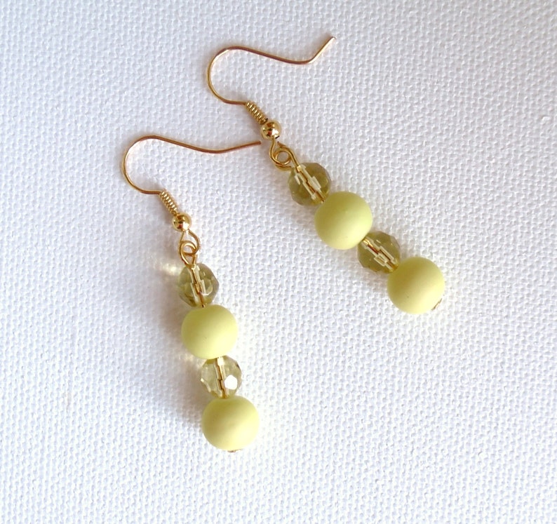 Beaded Earrings,yellow Beaded Earrings,dangles,gold Plated Dangles Etsy