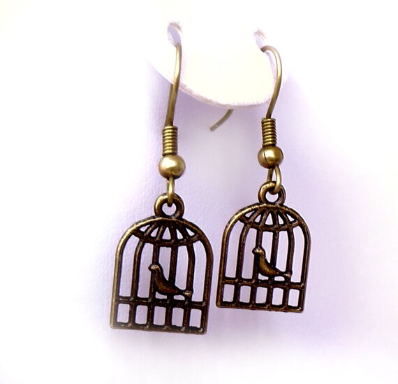 Bird Cage Bronze Earring