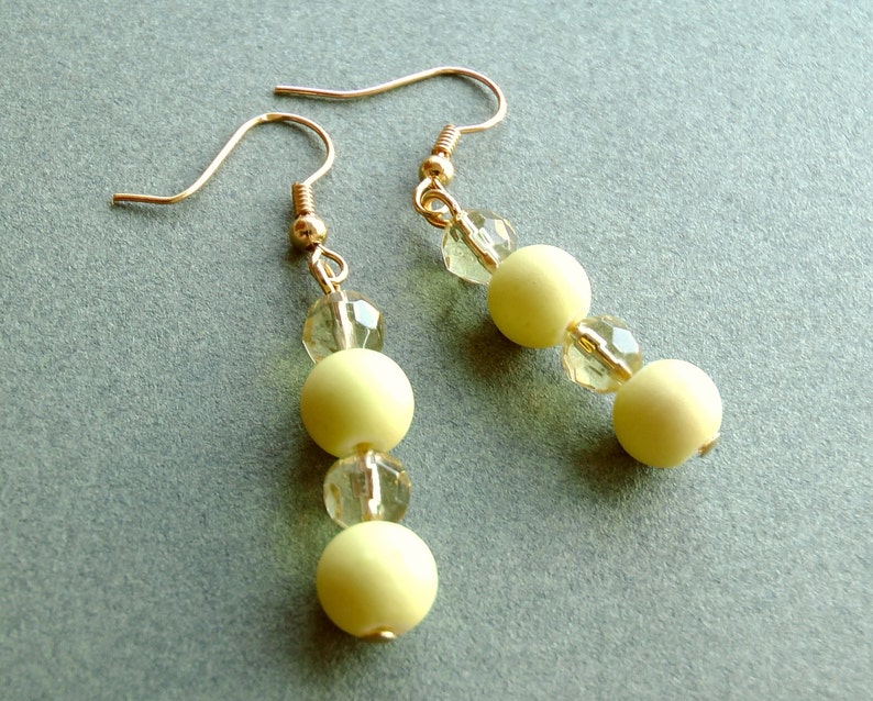 Beaded Earrings,yellow Beaded Earrings,dangles,gold Plated Dangles Etsy