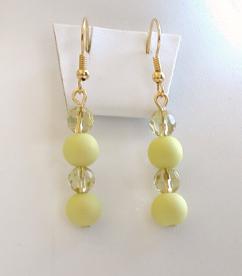 Beaded Earrings,yellow Beaded Earrings,dangles,gold Plated Dangles Etsy