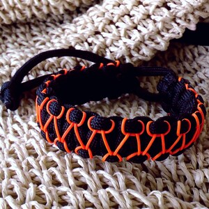 Herringbone Stitch Black Paracord Bracelet: Mad Max Style