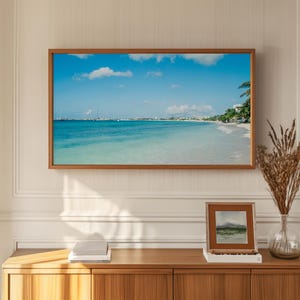 Beach Frame TV Art Download | Neutral Ocean Samsung Frame TV Art | Coastal Living Room Decor | Seaside Digital Wall Art for TV