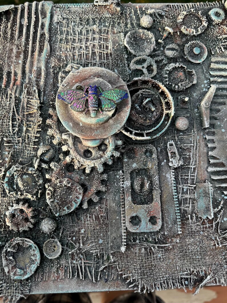 View of Steampunk Wall Art, Mixed Media, Industrial Art, Unique, One of the ...
