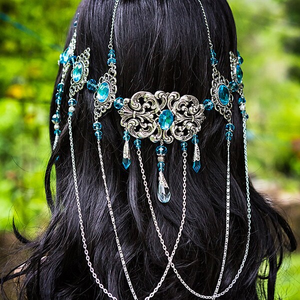 Azuras Dream Silver & Azure Blue Goddess Circlet