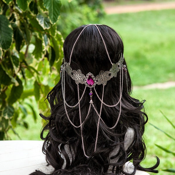 Beautiful handmade Amethyst purple Elven flower crown circlet