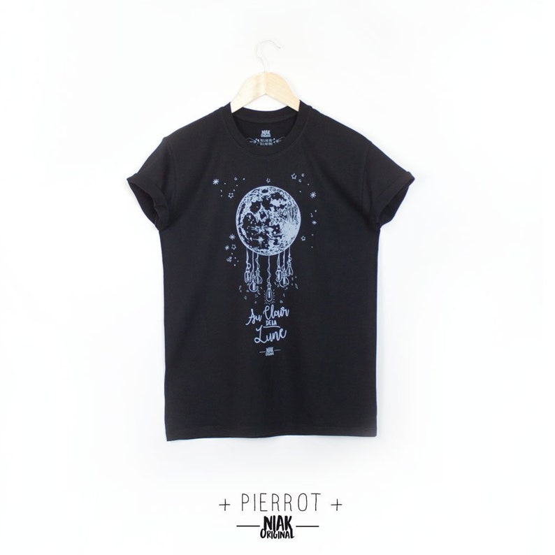 Herren Schwarzes T Shirt Bei Lune Clair Handgefertigte Etsy