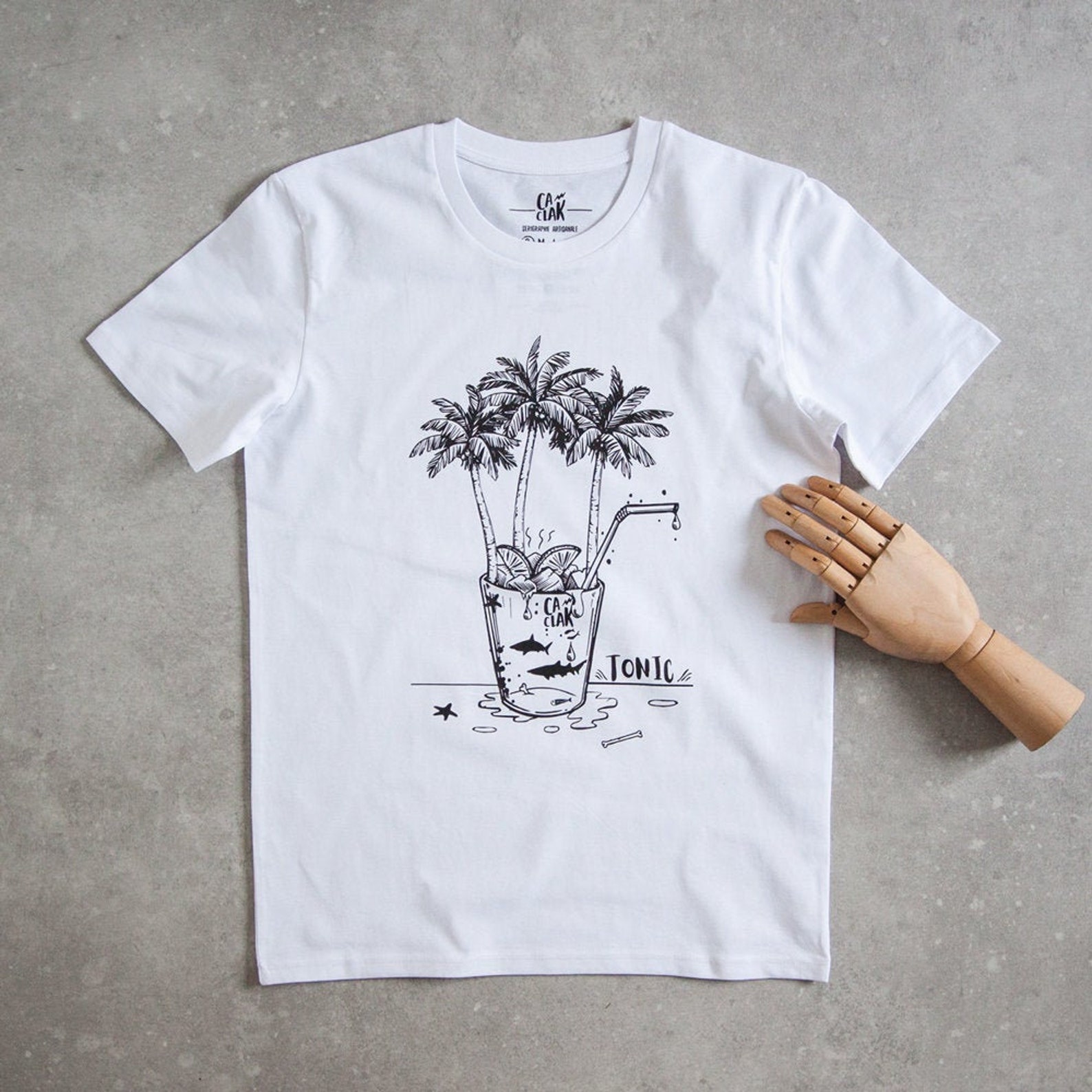 T-shirt manches courtes imprimé poitrine et dos en coton bio gots