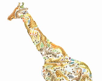 Giraffe print, nursery decor, nursery print, abc print, giraffe lover gift, giraffe drawing, nursery prints, nursery wall art,