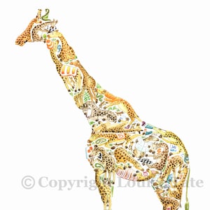 Giraffe print, nursery decor, nursery print, abc print, giraffe lover gift, giraffe drawing, nursery prints, nursery wall art,