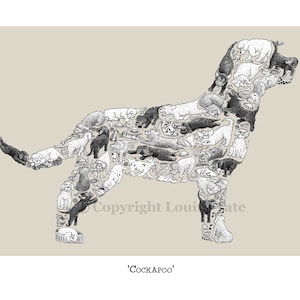Cockapoo Print, home decor. wall art, dog breeds, cockapoo art, cockapoo wall art, cockapoo, cockapoo art print